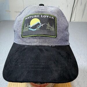 Nature Lover Mountain Sun Patch Baseball Cap Denim Suede Blend One Size